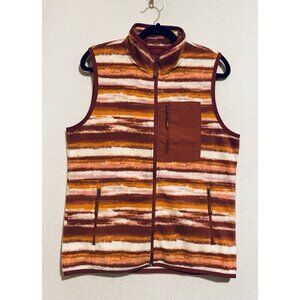 Telluride Clothing Co Vest Womens Large Sunset Brushed Striped Zip Up Fleece